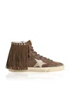 Golden Goose Francy Fringed Suede Sneaker In Brown