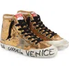 Golden Goose Francy Penstar Sequin High Top Sneaker In Gold/ice/bluette