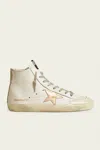 Golden Goose White Leather Francy Sneakers In Orange