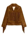 Golden Goose Fringed Leather Jacket With Collar And Suede Texture In Blue