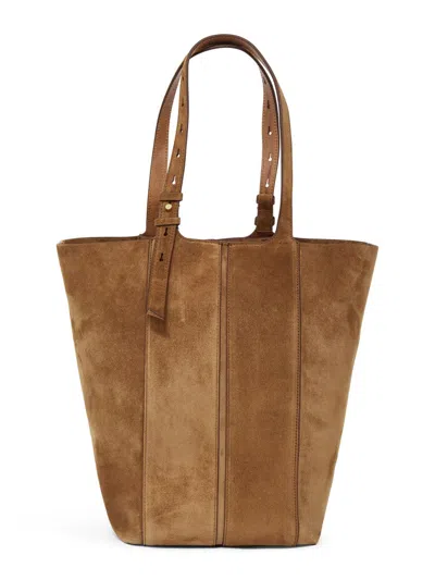 Golden Goose Fringed Palmellato Leather And Suede Handbag In Brown
