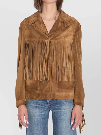 GOLDEN GOOSE FRINGED SUEDE JACKET WITH NOTCHED COLLAR