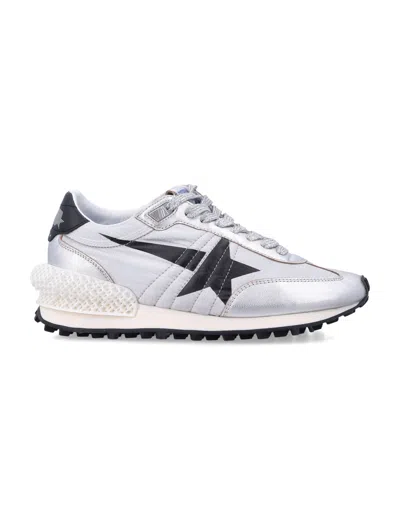 Golden Goose Futuristic Metallic Silver Sneakers With Black Accents In White