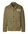 Golden Goose Cotton Utility Overshirt With Embossed Logo In Green