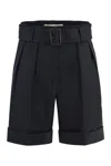 Golden Goose Belted Virgin Shorts Navy In Blue