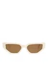 Golden Goose Curved Tips Rectangular Frame Sunglasses In White