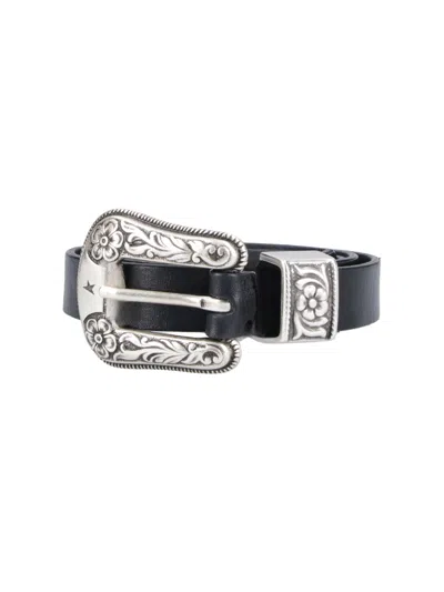 Golden Goose Genuine Leather Belt For Women In Black