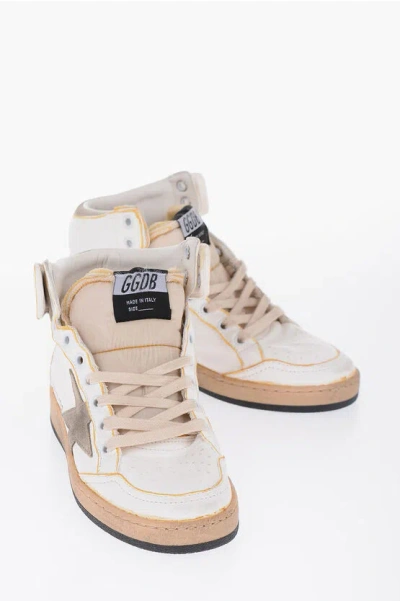 Golden Goose Ggdb Leather Sky-star High-top Sneakers With Lived-in Design In Neutral
