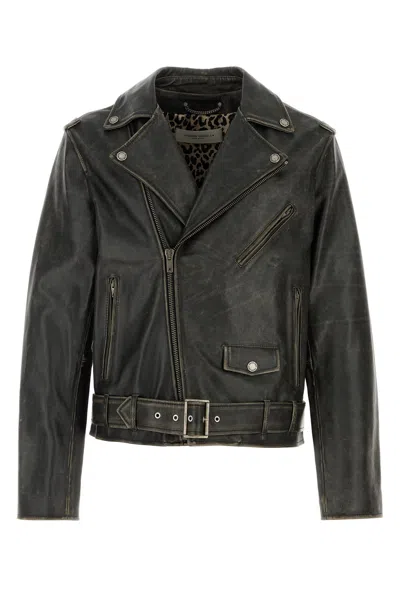 Golden Goose Deluxe Brand Slate Leather Jacket In Brown