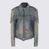 Golden Goose Light Blue Leather Jacklet In Blue