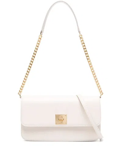 Golden Goose Gioia Bag Palmellato Leather Body Gold Metal Details In White