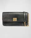 Golden Goose Gioia Flap Distressed Leather Shoulder Bag In Black