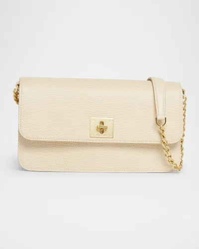 Golden Goose Gioia Lizard-embossed Leather Shoulder Bag In Vanilla