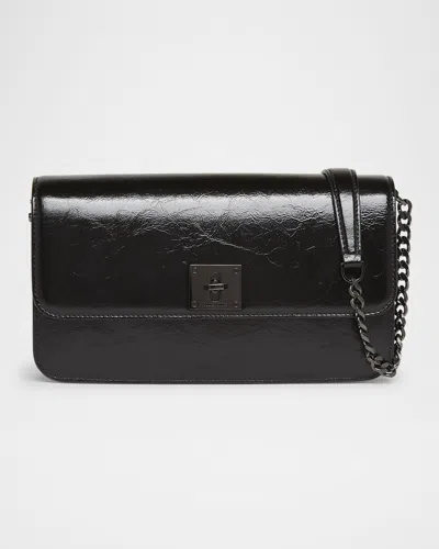 Golden Goose Gioia Shiny Wavy Leather Shoulder Bag In Black