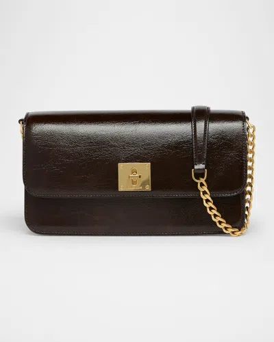 Golden Goose Gioia Shiny Wavy Leather Shoulder Bag In Brown