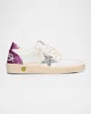 Golden Goose White Leather Ball Star Sneakers With Silver/pink Glitter