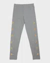 Golden Goose Star/ Girls Leggings/ Glitter Multistar Printed In Grey Melange/gold