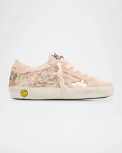 Golden Goose Kids' Girl's Exclusive Super Star Pale Pink Sneaker W Pale Pink Allover Paillets Lace Up, Baby/toddler In Light Pinklight Beige