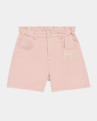 Golden Goose Kids' Girl's Journey Logo Embroidered Shorts In Shadow Gray