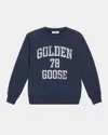 Golden Goose Kid's Journey Logo-print Sweatshirt In Total Eclipse