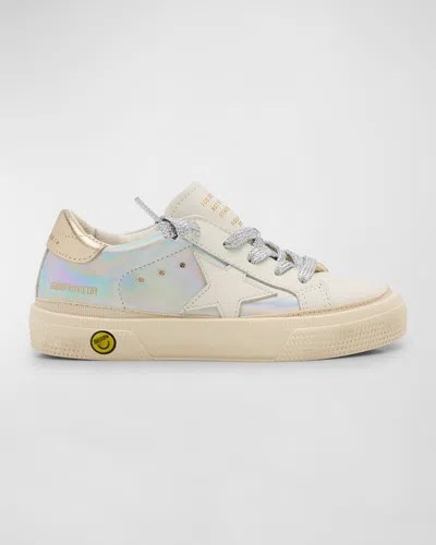 Golden Goose Kids' Girl's May Holographic Low Top Sneakers, Baby/toddlers In White