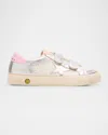 GOLDEN GOOSE GIRL'S MAY SCHOOL LAMINATED STAR NAPPA LEATHER SNEAKERS, TODDLERS/KIDS