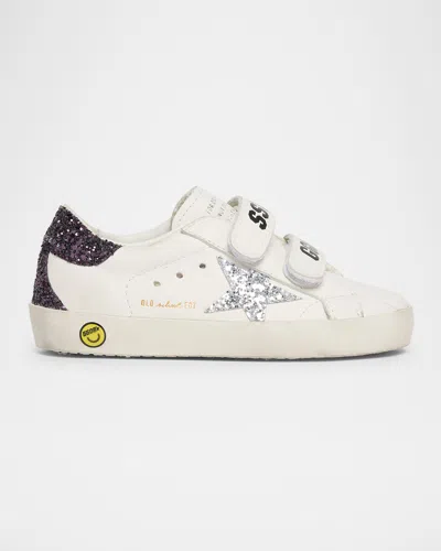 Golden Goose Kids' Girl's Old School Glitter Leather Sneakers, Baby/toddlers In Whitesilverpurple
