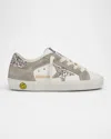 Golden Goose Girl's Super Star Glittered Leather And Suede Sneakers, Toddler/kid In White