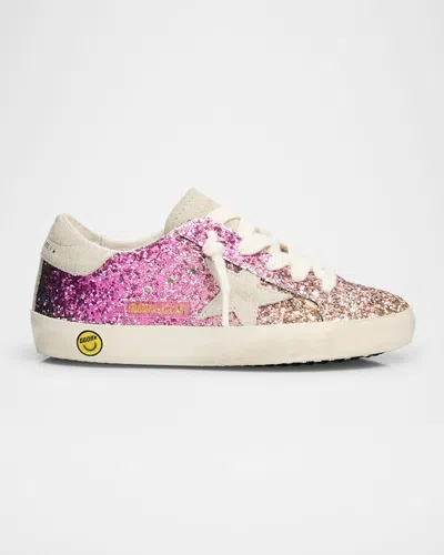 Golden Goose Girl's Superstar Degrade Glitter Suede Star Sneakers, Toddler/kids In Multi