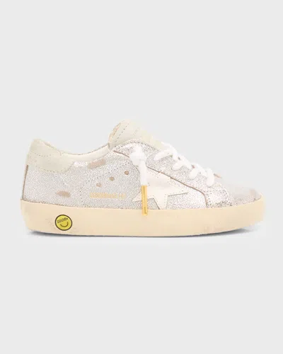 Golden Goose Girl's Superstar Lace Up Micro Crackle Sneakers, Kids In White