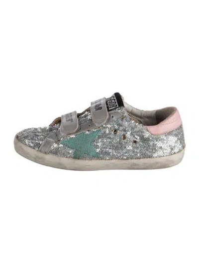 Pre-owned Golden Goose Babies' Girls Glitter Velcro Sneakers In Silver