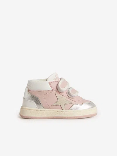 Golden Goose Kids' Girls Leather And Suede Star June Basket Trainers In Pink