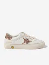 GOLDEN GOOSE GIRLS LEATHER GLITTER STAR AND HEEL TRAINERS