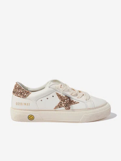 Golden Goose Kids' Girls Leather Glitter Star And Heel Trainers In White