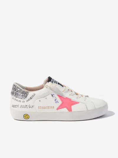 Golden Goose Babies' Girls Leather Super Star Journey Print Trainers In White