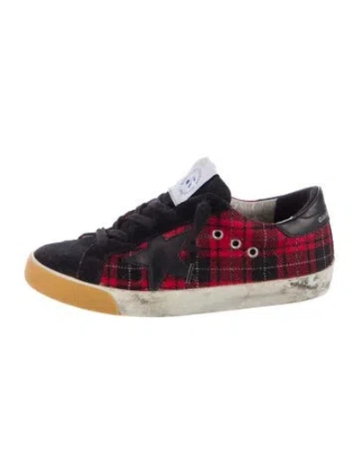 Pre-owned Golden Goose Babies' Girls' Plaid Distressed Low Top Sneakers In Red