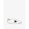 Golden Goose Super Star Glitter Leather Sneakers In White/navy