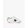 Golden Goose Super Star Glitter Leather Sneakers In White/navy