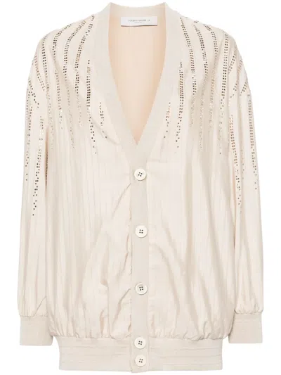 Golden Goose Gisela Pinstripe-jacquard Bomber Jaclet In Nude