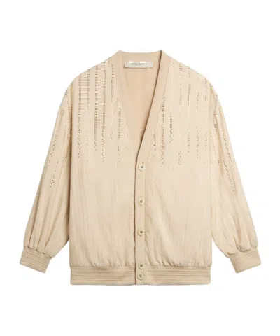 Golden Goose Gisela Pinstripe-jacquard Bomber Jaclet In Beige