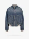 Golden Goose Ianira Denim Jacket With Knitted Ribbed Profiles In Blue