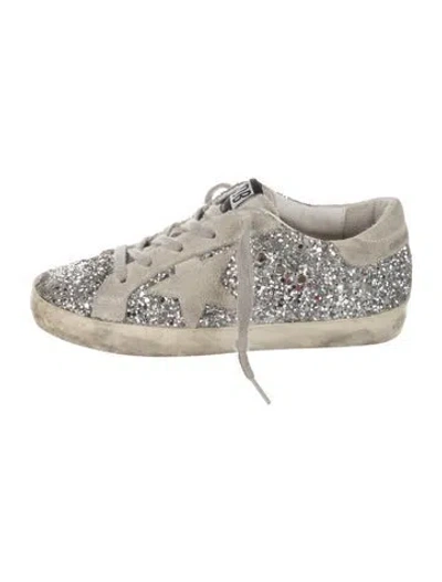Pre-owned Golden Goose Babies' Glitter Accent Low Top Sneakers In Silver