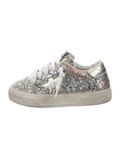 Pre-owned Golden Goose Babies' Glitter Accent Low Top Sneakers In Silver