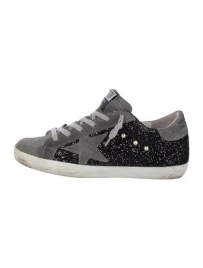 Pre-owned Golden Goose Glitter Colorblock Pattern Sneakers In Black