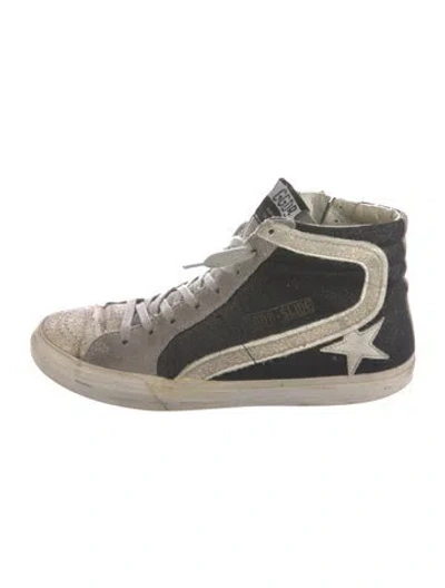 Pre-owned Golden Goose Glitter Colorblock Pattern Sneakers In Black