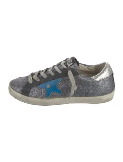 Pre-owned Golden Goose Glitter Colorblock Pattern Sneakers In Blue