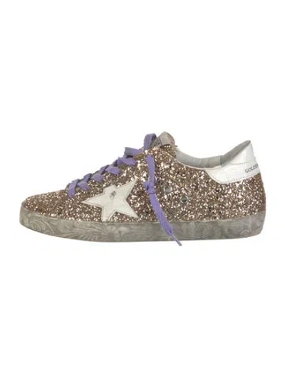 Pre-owned Golden Goose Glitter Colorblock Pattern Sneakers In Gold