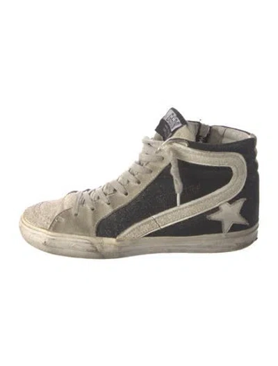 Pre-owned Golden Goose Glitter Colorblock Pattern Sneakers In Gray