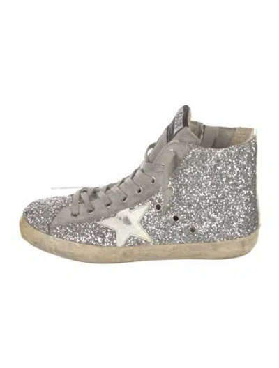 Pre-owned Golden Goose Glitter Colorblock Pattern Sneakers In Gray