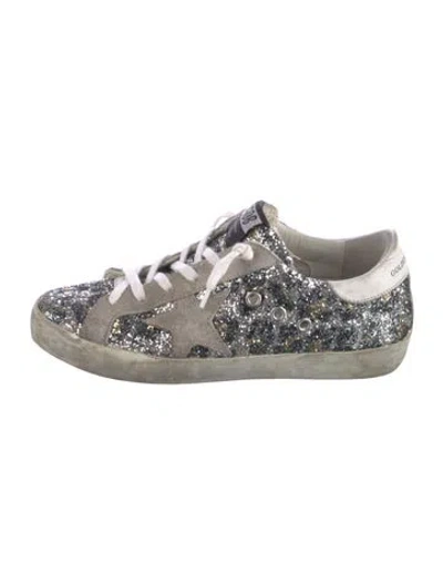 Pre-owned Golden Goose Glitter Colorblock Pattern Sneakers In Green